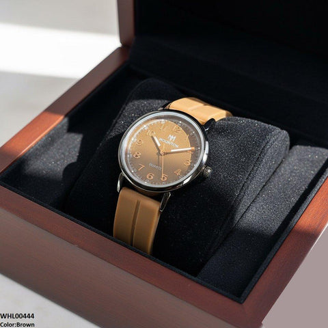 WHL00444 BWS Round Black Bezel Magnetic Rubber Strap Women's Watch - WHL