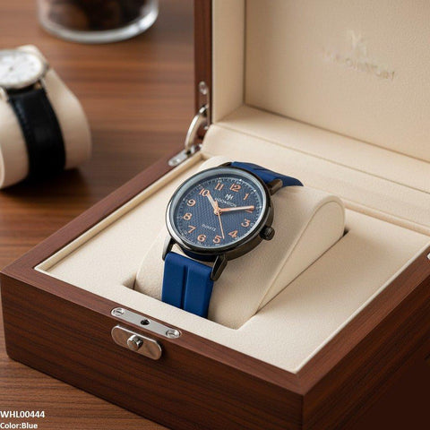 WHL00444 BWS Round Black Bezel Magnetic Rubber Strap Women's Watch - WHL