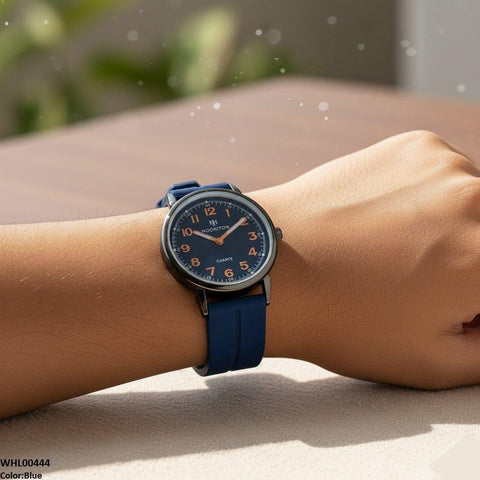 WHL00444 BWS Round Black Bezel Magnetic Rubber Strap Women's Watch - WHL