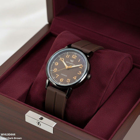 WHL00444 BWS Round Black Bezel Magnetic Rubber Strap Women's Watch - WHL