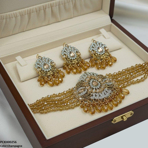 PCKH00256 SDQ Tear Pearl Drop Choker Set - PCKH