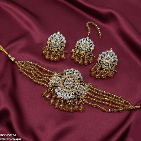 PCKH00256 SDQ Tear Pearl Drop Choker Set - PCKH