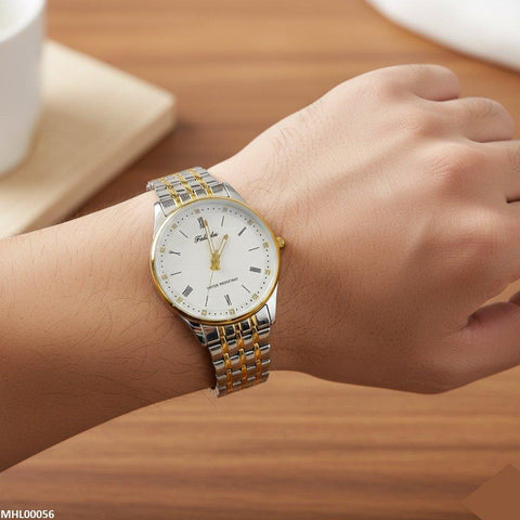 MHL00056 IWA Round Bezel Stone Dial Men's Watch - MHL