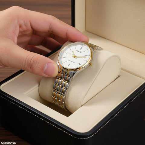 MHL00056 IWA Round Bezel Stone Dial Men's Watch - MHL