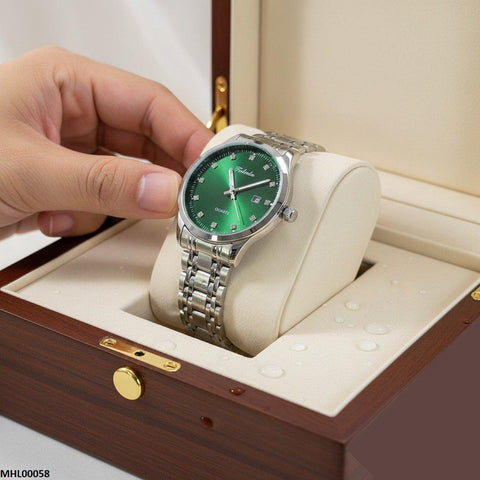 MHL00058 IWA Round Greenish Stone Dial Men's Watch - MHL