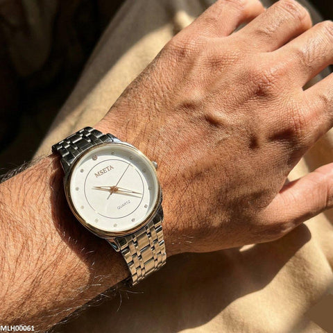 MHL00061 IWA Round Bezel Stone Dial Men's Watch - MHL