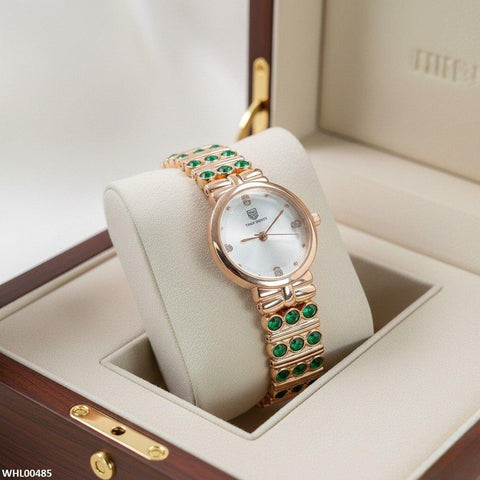 WHL00485 ZWA Round Green Stone Bracelet Women's Watch - WHL