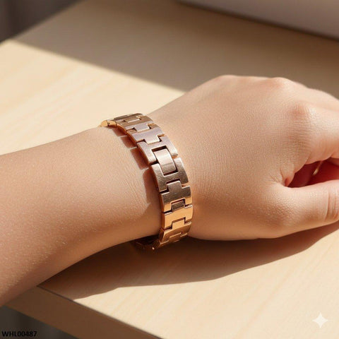 WHL00487 ZWA  Round Pink Stone Bracelet Women's Watch - WHL