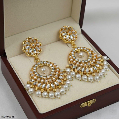 PEDH00143 MZM Flower Tear Pearl Drop Earrings - PEDH