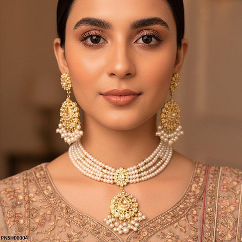 PNSH00004 MZM Pearl Drop Necklace Set - PNSH