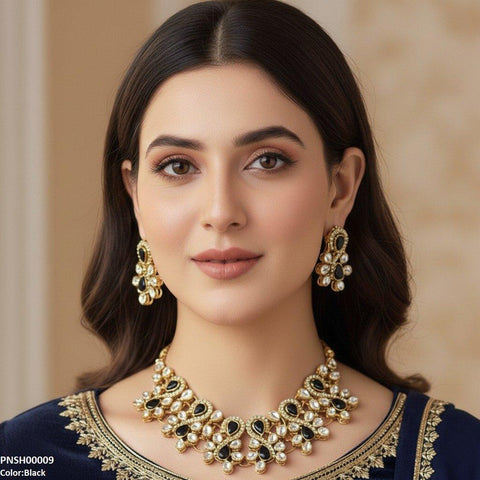 PNSH00009 FRN Oval Tear Necklace Set - PNSH