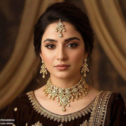 PNSH00014 FRN Square/Tear Drop Necklace Set - PNSH