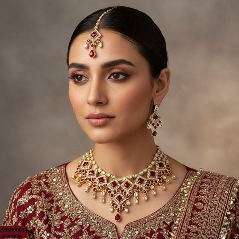 PNSH00014 FRN Square/Tear Drop Necklace Set - PNSH