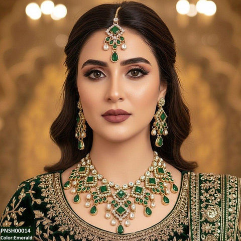 PNSH00014 FRN Square/Tear Drop Necklace Set - PNSH