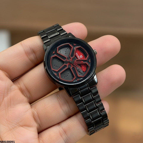 MHL00091 HWR Round Car Wheel Red Rim Men's Watch - MHL