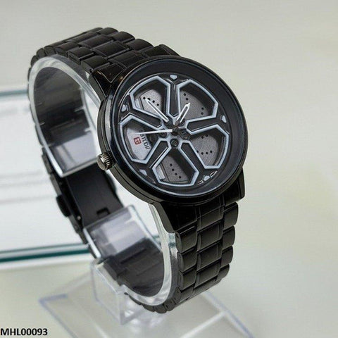 MHL00093 HWR Round Car Wheel White Rim Men's Watch - MHL