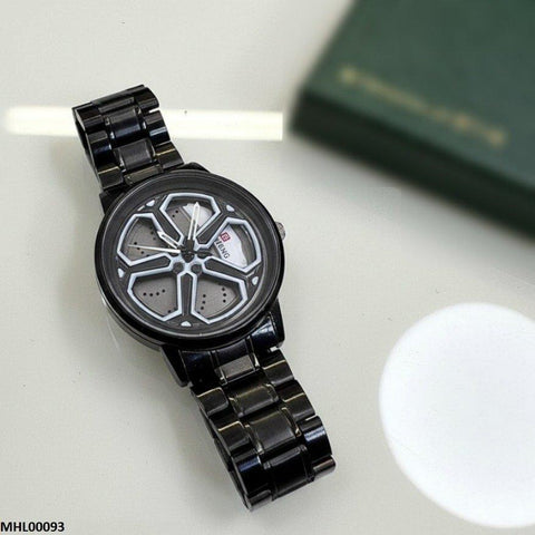 MHL00093 HWR Round Car Wheel White Rim Men's Watch - MHL