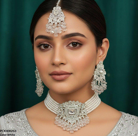 PCKH00263 SDQ Rectangle Flower Choker Set - PCKH