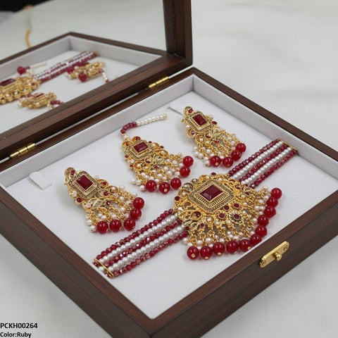 PCKH00264 SDQ Rectangle Flower Choker Set - PCKH