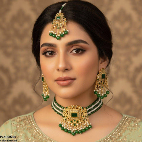 PCKH00264 SDQ Rectangle Flower Choker Set - PCKH