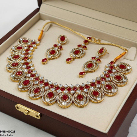 PNSH00028 FRN Oval/Square Necklace Set - PNSH