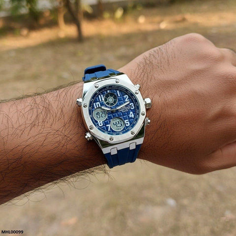 MHL00099 HWR Blue Dial Stainless-Steel Men's Watch - MHL