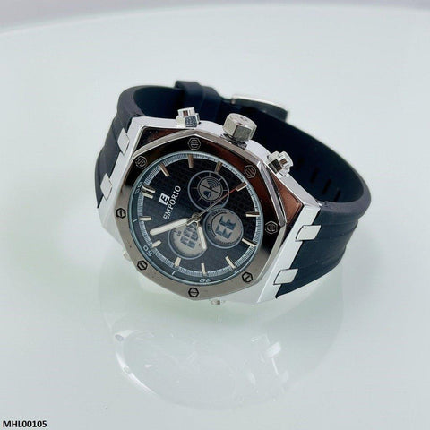 MHL00105 HWR Black Dial Rubber Strap Men's Watch - MH