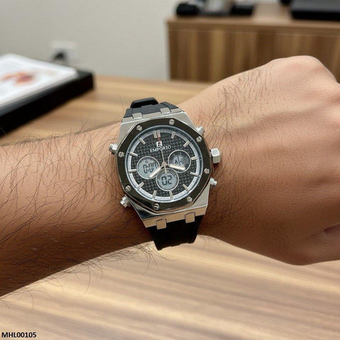 MHL00105 HWR Black Dial Rubber Strap Men's Watch - MH