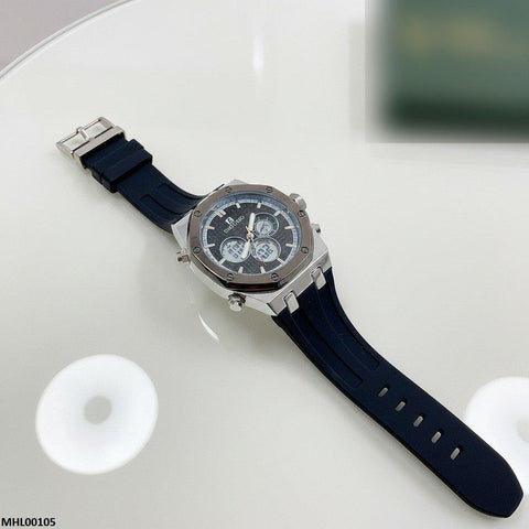 MHL00105 HWR Black Dial Rubber Strap Men's Watch - MH