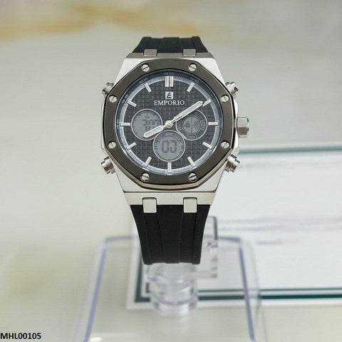 MHL00105 HWR Black Dial Rubber Strap Men's Watch - MH