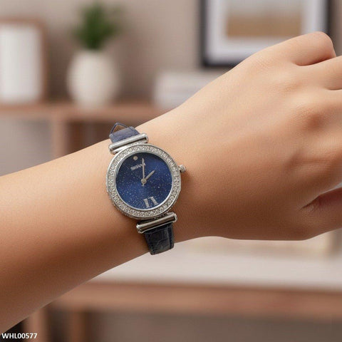 WHL00577 HWR Round Blue Dial Women's Watch - WHL