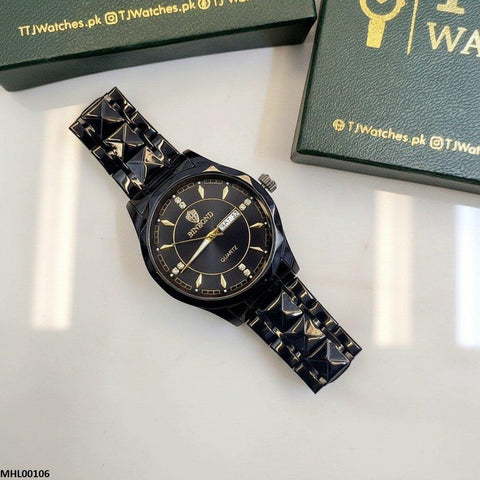 MHL00106 HWR Round Black Fashionable Men's Watch - MHL