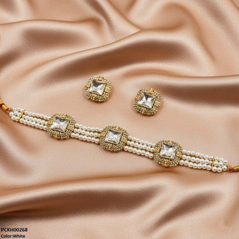 PCKH00268 MZM Square Pearl Choker Set - PCKH