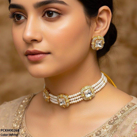 PCKH00268 MZM Square Pearl Choker Set - PCKH