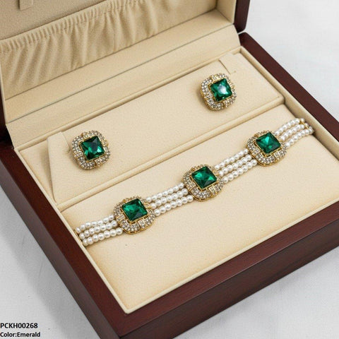 PCKH00268 MZM Square Pearl Choker Set - PCKH