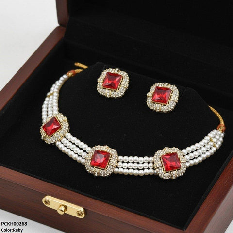PCKH00268 MZM Square Pearl Choker Set - PCKH