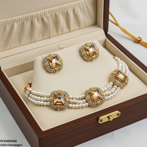 PCKH00268 MZM Square Pearl Choker Set - PCKH