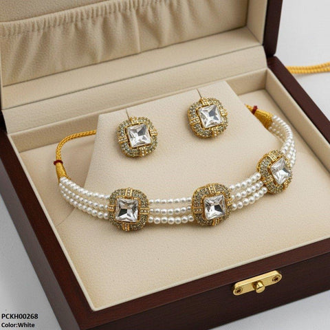 PCKH00268 MZM Square Pearl Choker Set - PCKH