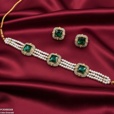 PCKH00268 MZM Square Pearl Choker Set - PCKH