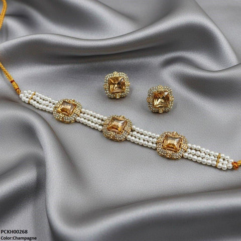 PCKH00268 MZM Square Pearl Choker Set - PCKH