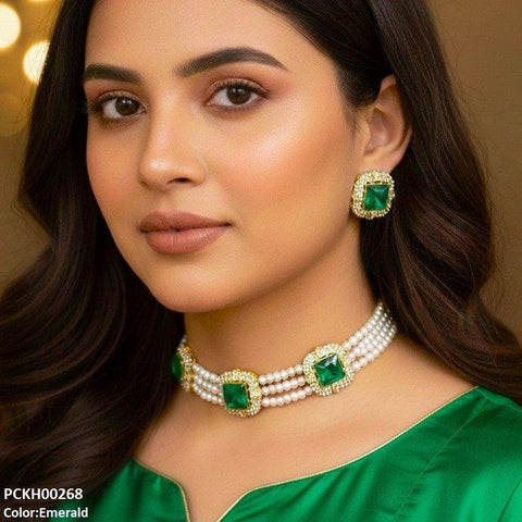 PCKH00268 MZM Square Pearl Choker Set - PCKH