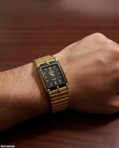 WHL00580 IWA Rectangle Black Dial Couple Watch - WHL