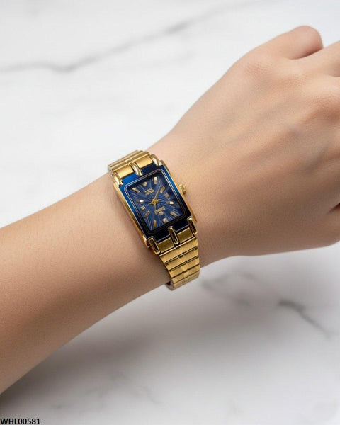 WHL00581 IWA Rectangle Blue Bezel Dial Couple Watch - WHL