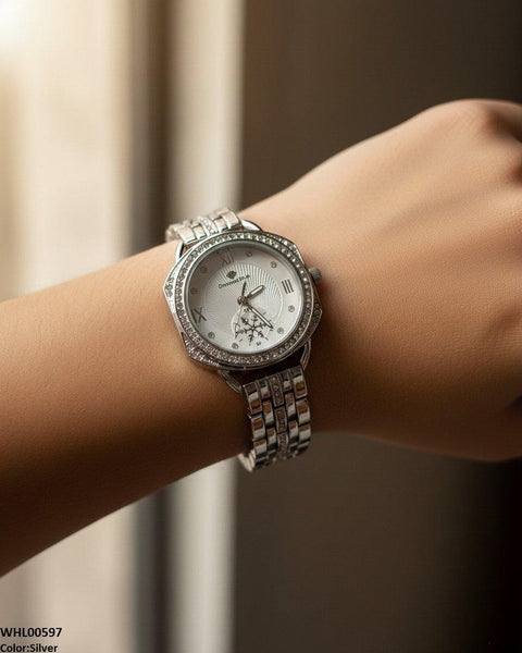 WHL00597 HWR Round Rhinestone Women's Watch - WHL