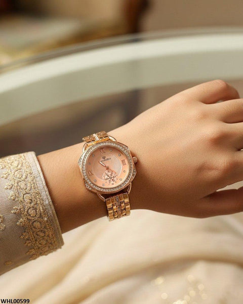 WHL00599 HWR Round Rhinestone Women's Watch - WHL