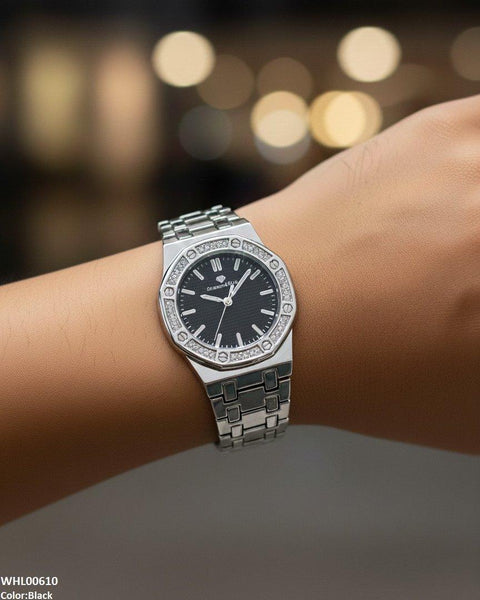 WHL00610 HWR Round Rhinestone Bezel Women's Watch - WHL
