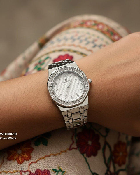 WHL00610 HWR Round Rhinestone Bezel Women's Watch - WHL