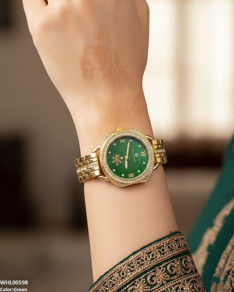 WHL00598 HWR Round Rhinestone Women's Watch - WHL