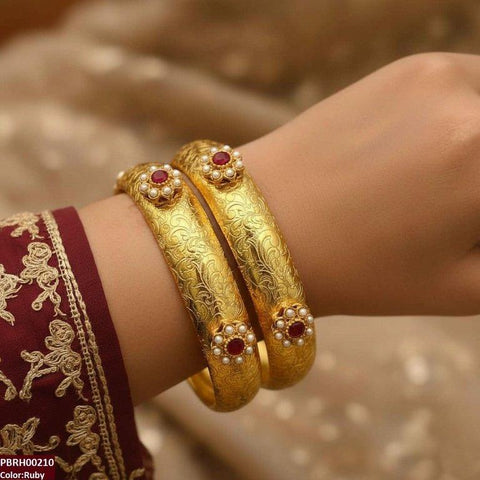 PBRH00210 FRN Round Flower Bangle Set - PBRH