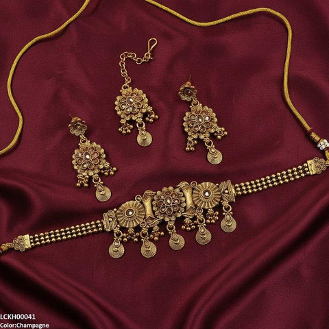 LCKH00041 ANI Flower Tear Drop Choker Set - LCKH